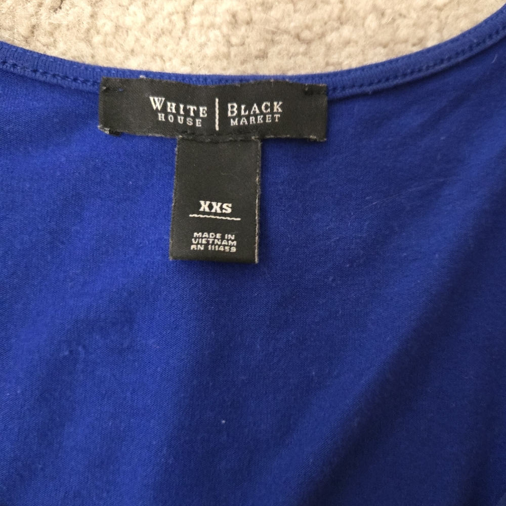 White House Black Market Royal Blue Ruffle Tank Top - Picture 2 of 2